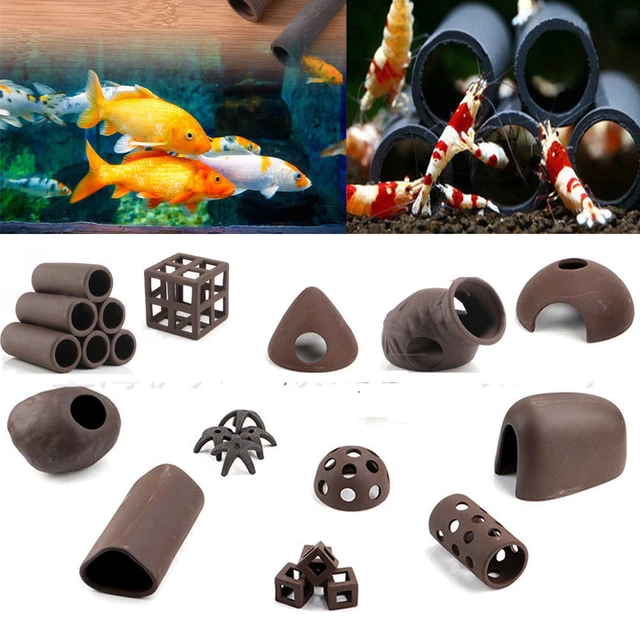 Aquarium Fish Shrimp Tube Cubes Star Clay Shelters Hiding And Breeding Cave