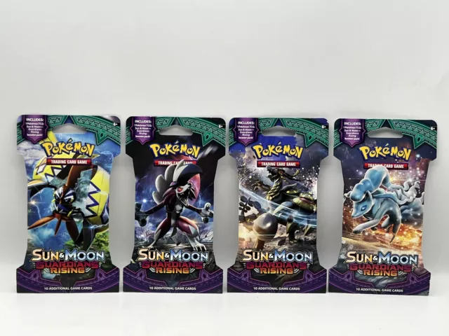 Pokémon Sun And Moon: Guardians Rising (4) Sleeved Booster Packs - Art Set - New