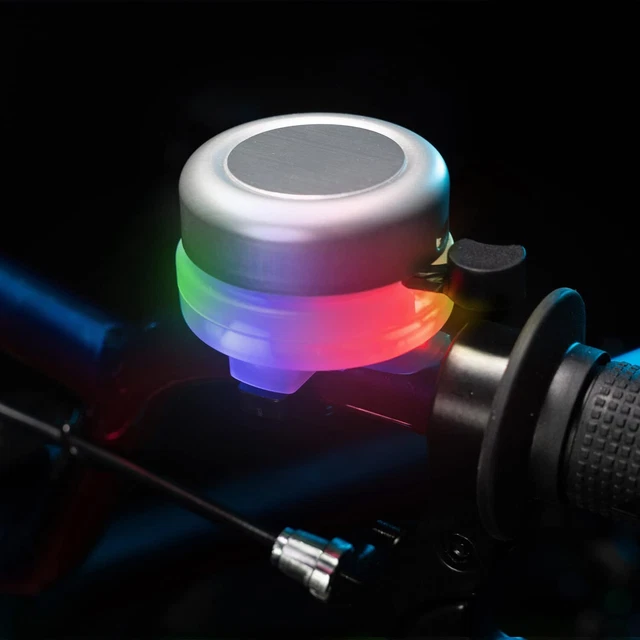 LED Light Up Bike Bell with Rainbow Color Ring - Fun Colorful Bicycle Accessory