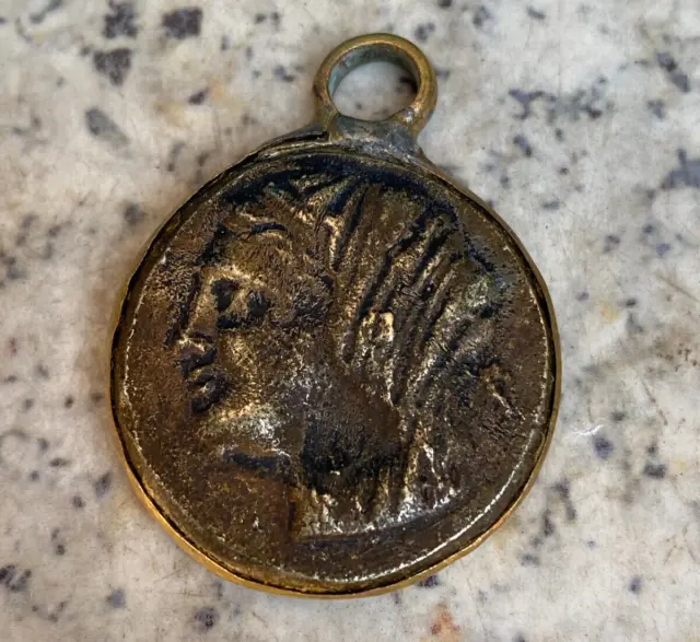 Wonderful Unsearched Rare Ancient Bronze Amulet Coin Antique Greek