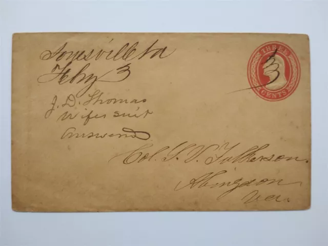 Virginia: Jonesville 1850s 3c Entire Cover, Ms, Lee Co to Abington