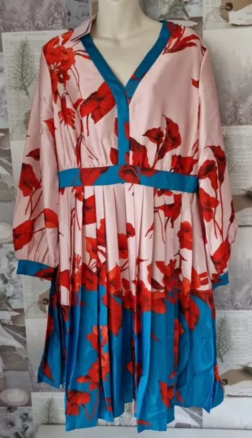 Ted Baker Karolyn Fantasia Bow Neck Midi Pleated Skirt Dress Size 4 UK 14 BNWT
