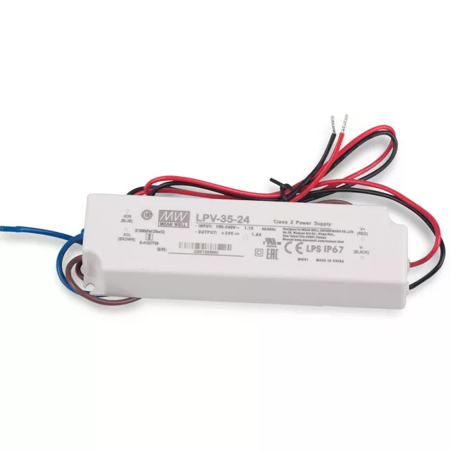 LED Transformateur 24V Mw 36W IP67 Mean Well LPV-35-24 Snt 24V / Dc / 0-1,5A /