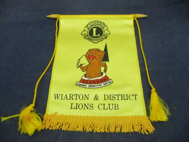 Vintage Lions Club Banner Flag Wiarton District Canada Groundhog Capital