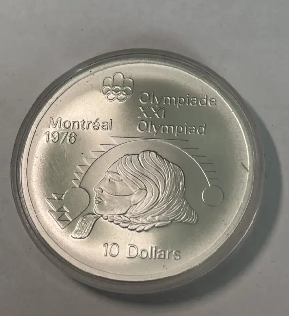 1975 Canada Montreal Olympics 1976 Shot Put 925 Fine Silver $10 Dollar Coin C1
