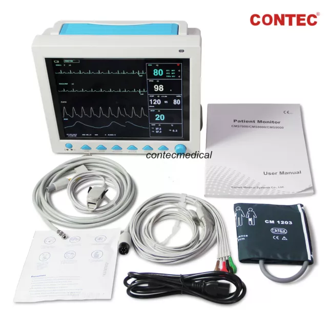 CONTEC Patientenmonitor, Vital Signs Monitor CMS8000 mit EKG NIBP SPO2 RESP TEMP