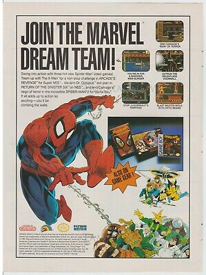 Spider-Man Video Games NES SNES Game Boy Vintage Print Ad Advertisement 1993 90s