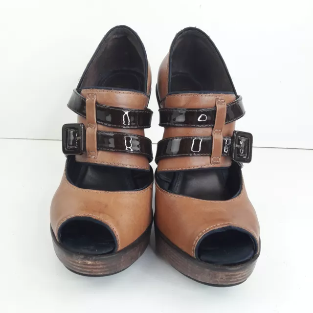 KURT GEIGER SHOES Womens UK 5 EUR 38 Ladies Heel Shoes Brown Strappy ...
