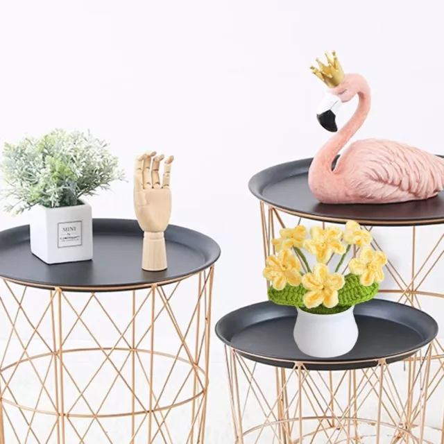Handwoven Woolen Flower Pot Elegant Desktop Decoration Unique Gift Idea