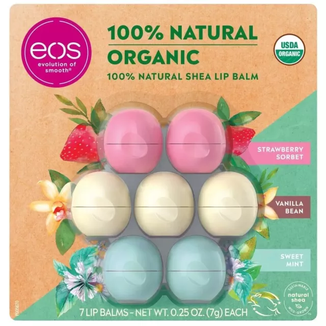 EOS Lippenbalsam 100 % natürlicher Bio Shea Lippenbalsam - Erdbeere/Vanille/Süß neuwertig