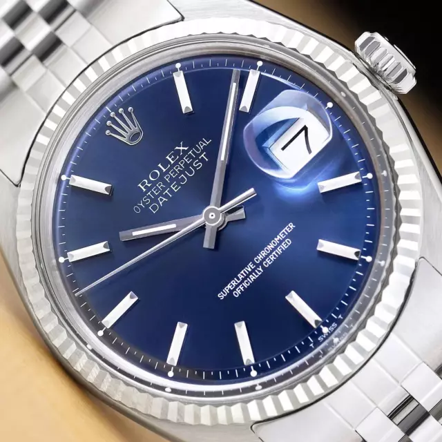 Rolex Hommes Datejust Bleu 18K or Blanc Acier Inoxydable Montre W/Jubilée Bande