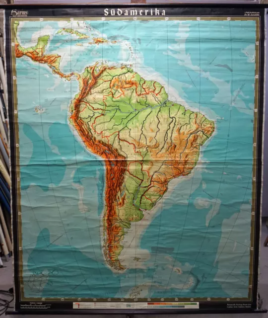 OLD SCHOOL MAP vintage poster wall chart South America £167.67 ...