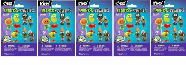 Bundle - K'NEX Plants Vs Zombies Series 3 Blind Bag X5 - 5 Packs Supplied