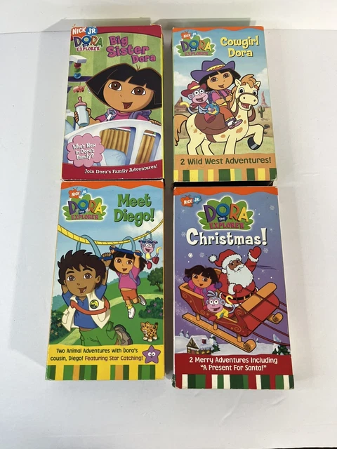 4 NICK JR Dora the Explorer VHS Tapes Big Sister Cowgirl Meet Diego ...