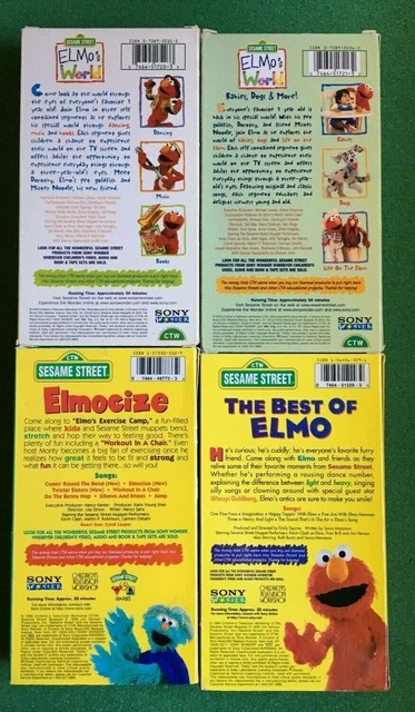 SESAME STREET ELMOS World Lot 4 VHS Tapes + FREE DVDS Best Elmocize