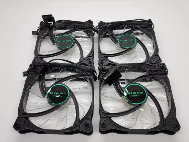 4 Computer Cooling Fans With LED Lights DC 12025