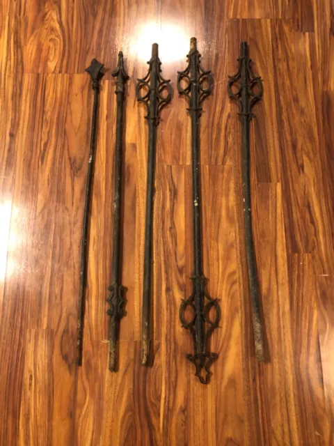 Lot 5 Antique Architectural Salvage Cast Iron Fence Ballusters Panel ORNATE