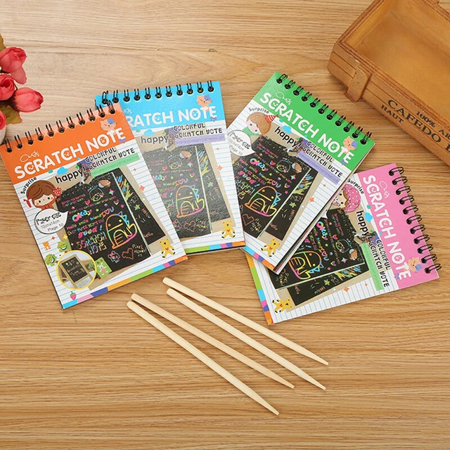 Children DIY Scratch Painting Note 10 sheets Magic Color Rainbow Scratch -LN