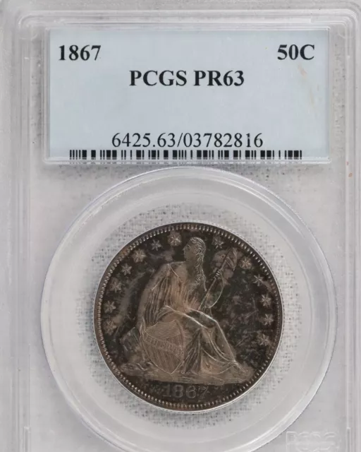 1867 Seated Liberty Half PCGS PR63: Beautiful Proof Coin