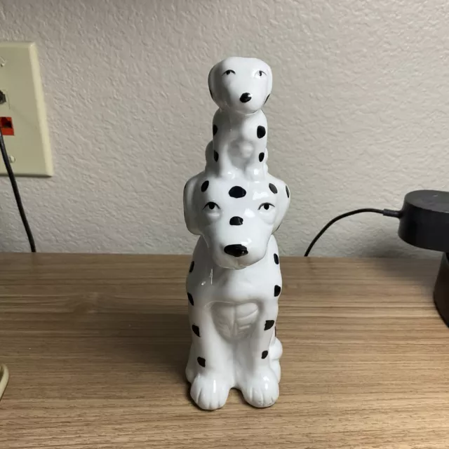 Dalmatian Dogs Figurine Animal  “A Spot for You” Ceramic K9 Puppy And Parent