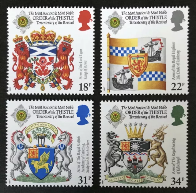 GB 1987 MINT MNH 300th Anniv The Order of Thistle SG1363-66 Scottish Heraldry