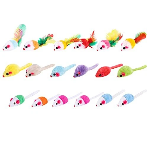18 pièces Fourrure Souris Jouet pour Chat Souris Ratte Petits Jouets de Shat Sou