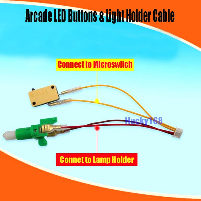 Arcade Button Led Example Connection ARCADE LED BUTTONS Cable Wires Harness Light Lamp Holder 4 Pins ...