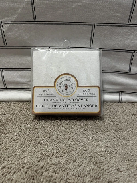 Burts Bees Baby Diaper Changing Pad Cover Organic Cotton White NEW FREE S/H