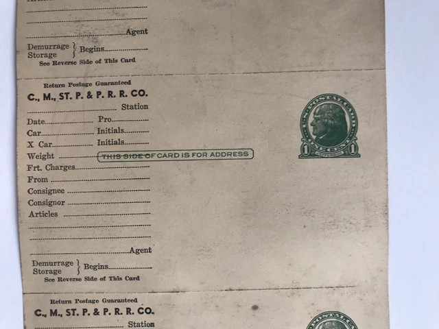 Chicago Milwaukee St. Paul Pacific railroad Form 66 One cent Jefferson Stamps vt