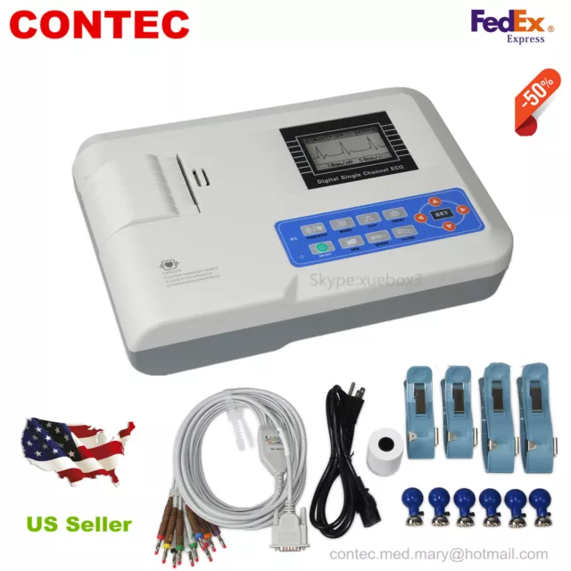 US Seller Digital single channel 12-lead ECG/EKG machine Electrocardiograph,free