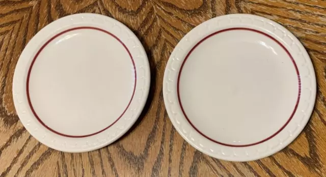SYRACUSE China Econo Rim Restaurant Ware Red Cardinal Line 5.50" plate Lot Of 2