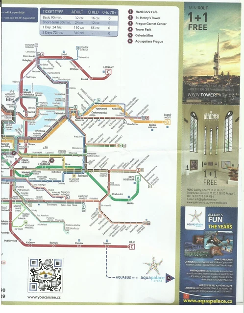 PRAGUE CZECH REPUBLIC Tramway And Metro Underground Railway Map 2016 £9 ...