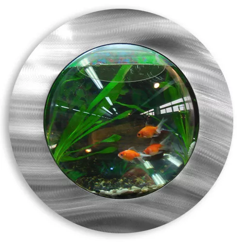 New! Wall Mounted Fish Tank - Brushed Aluminum Style Betta Bubble Aquarium
