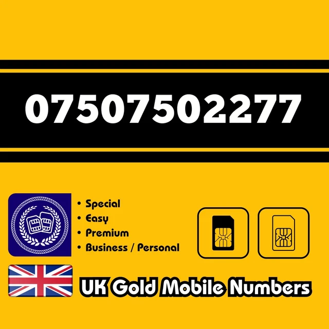 Gold Mobile Number Easy VIP Business Special Memorable UK O2 EE Voda 3 SIM Card