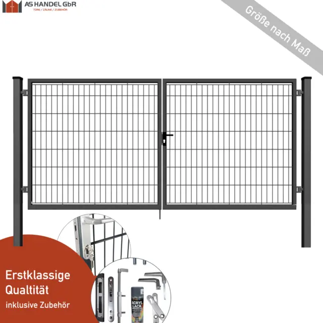 Gartentor Doppelflügeltor Einfahrtstor Matten-Tor Hoftor Anthrazit 170 cm Hoch