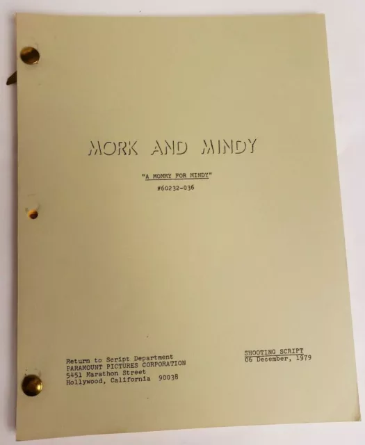 MORK AND MINDY / April Kelly 1979 TV Show Script, Jay Thomas "A Mommy for Mindy"