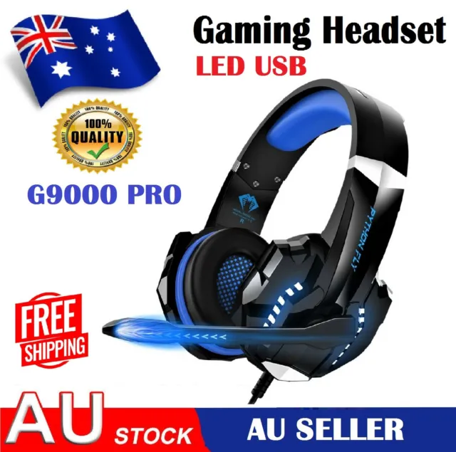 Gaming LED Headset 3.5mm Headphones Stereo Surround For PS5 PS4 Desktop & laptop