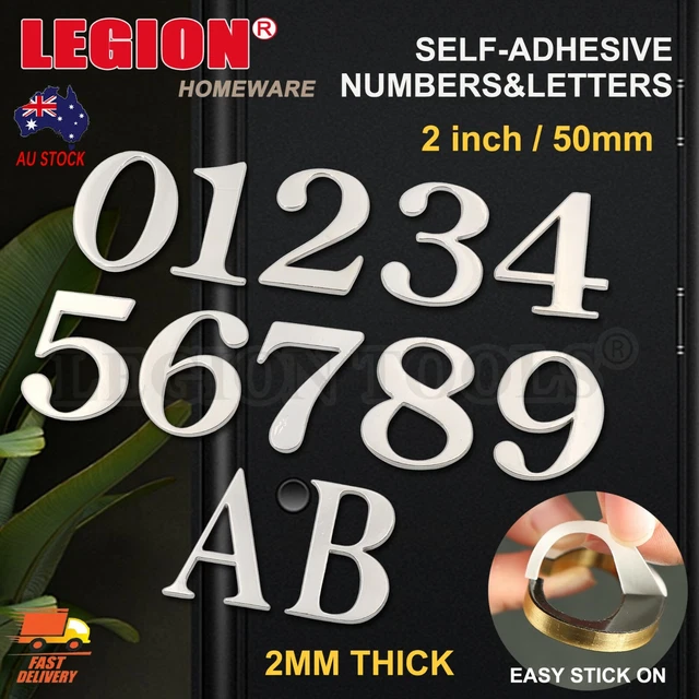 HOUSE NUMBER 50MM Stick Alloy Metal Number Sign Street Letter box Self