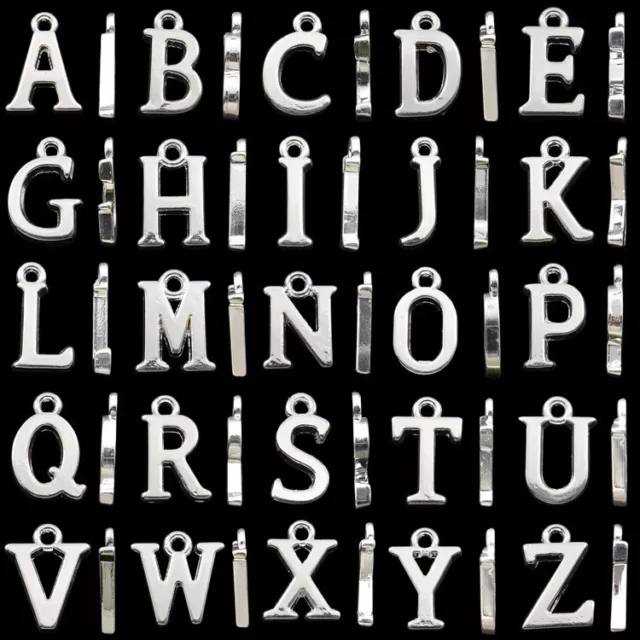 ❤ 5 pcs x Silver Plated Choose LETTER Alphabet Charms Pendants For Necklace UK ❤