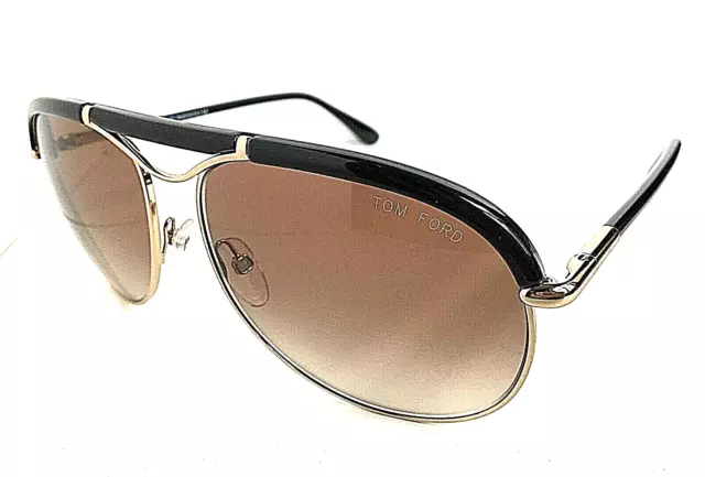 New Tom Ford TF235 28F Marco 59mm Black/Gold Gradient Men's Sunglasses Italy