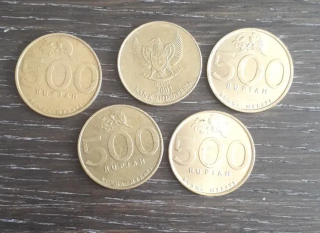 Indonesian 1997-2003 500 Rupiah Coin Lot