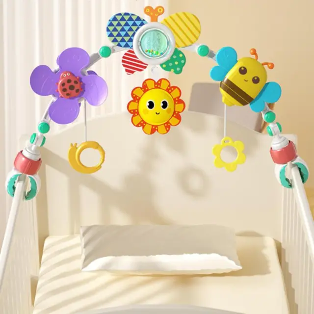 Baby Stroller Arch Toy Accessories Newborn Sensory Toy Crib Mobile Musical