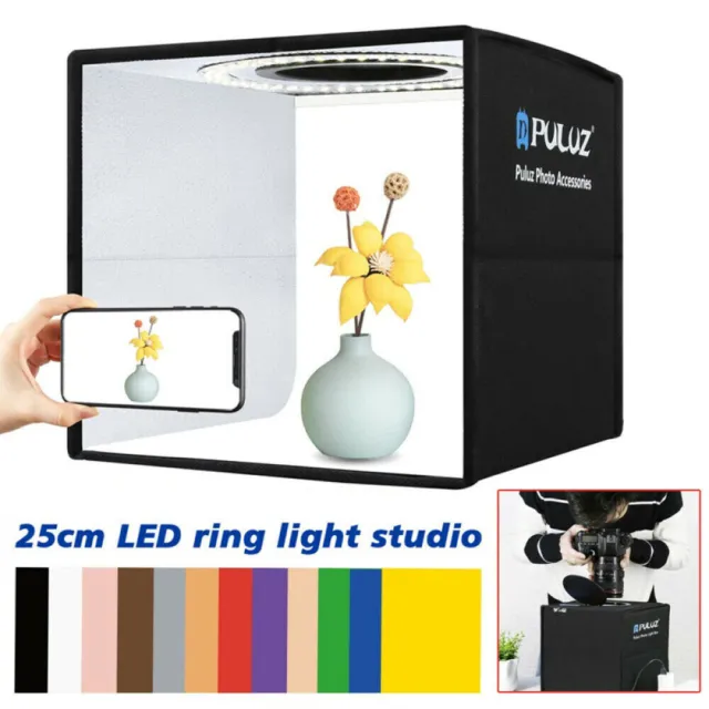 PULUZ 96LED Photography Softbox Light Shooting Tent Kit 6 Backdrop Dimmable W2C9