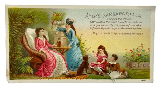 Vtg Ayer's Sarsaparilla Tonic Victorian Advertising Trade Card Lowell, Mass