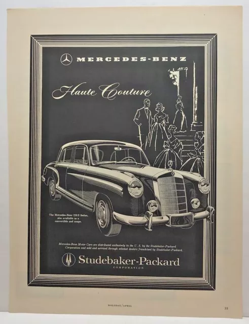 1958 Vintage MERCEDES-BENZ / STUDEBAKER Magazine Automobile Print Ad Full Page