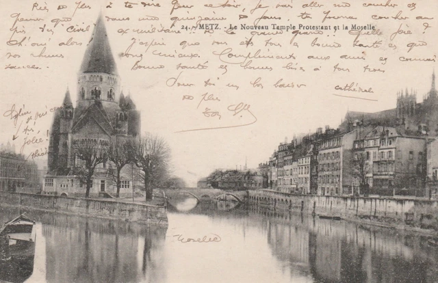 CPA 57 METZ Le Nouveau Temple Protestant et la Moselle