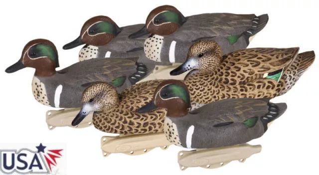 us Outdoors,8015SUV Green Wing Teal,10.5 inch, Waterfowl Decoy 6 Pack,4.4 Pounds