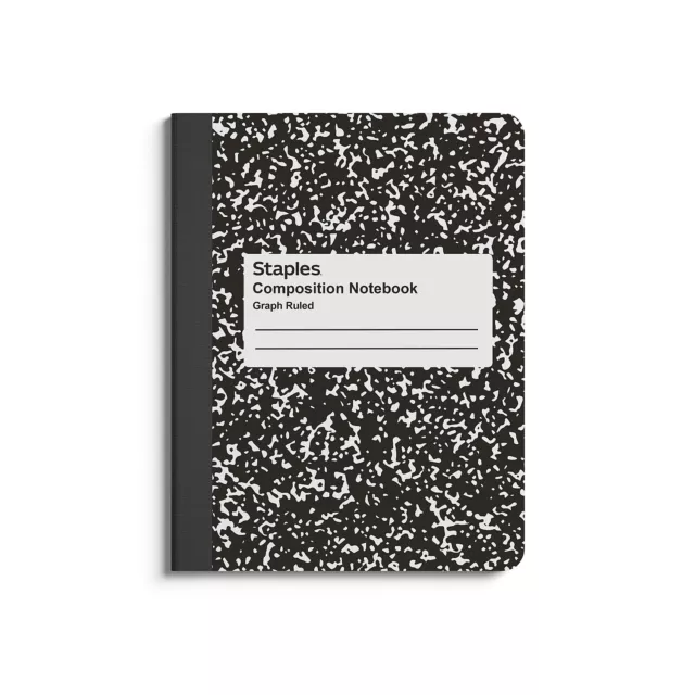 Staples Composition Notebook 7.5" x 9.75" Graph Ruled 80 Sheets Black/White