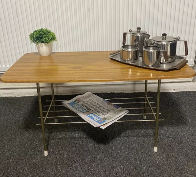 Mid Century Coffee Table Magazine Rack MCM 1960s Atomic Formica 2