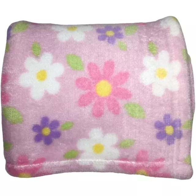 Snugly Baby 123745 Pink Daisy Flower Blanket Soft Fleece Lovey Purple White Girl